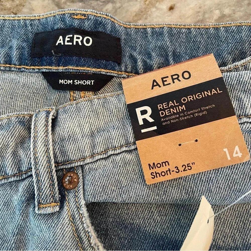NWT Aeropostale Aero Mom Jean Shorts Real Original Denim High rise button fly 14 - Picture 3 of 8